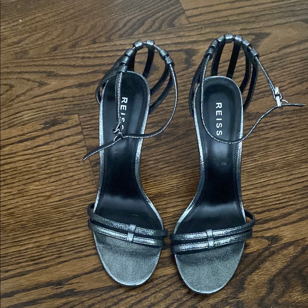 Reiss Silver High Heeled Sandals